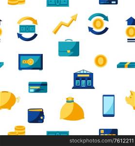 Banking seamless pattern with money icons. Business concept with finance items.. Banking seamless pattern with money icons.