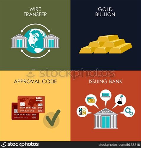 Banking set icons in style flat design. Transactions. Vector illustration