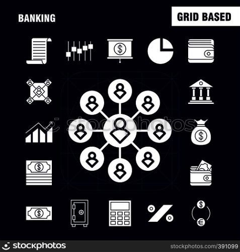 Banking Solid Glyph Icon for Web, Print and Mobile UX/UI Kit. Such as: Calc, Calculate, Calculator, Device, Operation, User, Users, Group, Pictogram Pack. - Vector