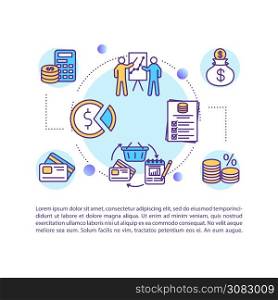 Banking system analytics concept icon with text. Financial transaction. PPT page vector template. Brochure, magazine, booklet design element with linear illustrations. Banking system analytics concept icon with text