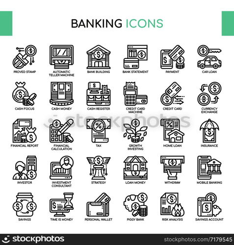 Banking , Thin Line and Pixel Perfect Icons