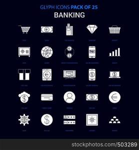Banking White icon over Blue background. 25 Icon Pack