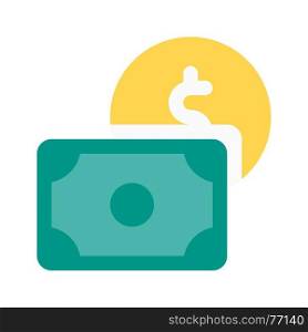 banknote and dollar coin, icon on isolated background