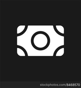 Banknote dark mode glyph ui icon. Paper money and cash. Economic exchange. User interface design. White silhouette symbol on black space. Solid pictogram for web, mobile. Vector isolated illustration. Banknote dark mode glyph ui icon