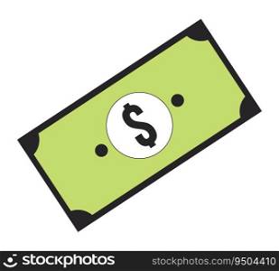 Banknote flat line color isolated vector object. Paper money. Editable clip art image on white background. Simple outline cartoon spot illustration for web design. Banknote flat line color isolated vector object