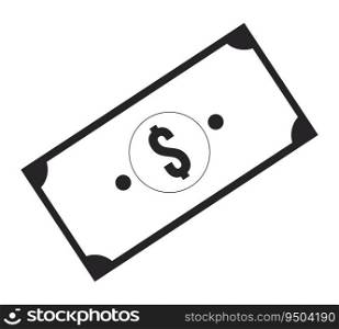 Banknote flat monochrome isolated vector object. Paper money. Editable black and white line art drawing. Simple outline spot illustration for web graphic design. Banknote flat monochrome isolated vector object