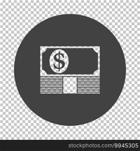Banknote On Top Of Money Stack Icon. Subtract Stencil Design on Tranparency Grid. Vector Illustration.