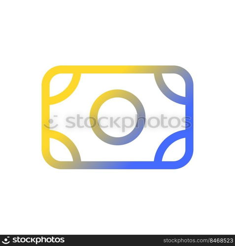 Banknote pixel perfect gradient linear ui icon. Paper money. Financial transaction. Economic exchange. Line color user interface symbol. Modern style pictogram. Vector isolated outline illustration. Banknote pixel perfect gradient linear ui icon