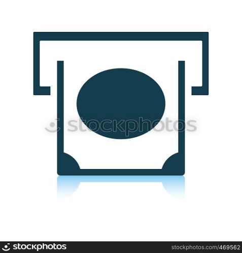 Banknote sliding from atm slot icon. Shadow reflection design. Vector illustration.