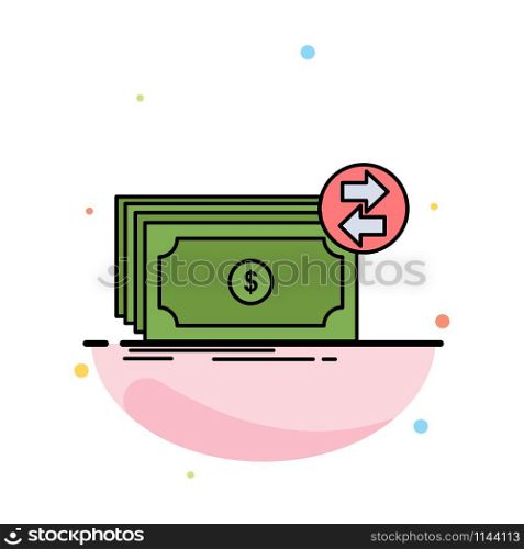 Banknotes, cash, dollars, flow, money Flat Color Icon Vector