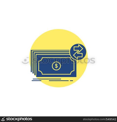 Banknotes, cash, dollars, flow, money Glyph Icon.. Vector EPS10 Abstract Template background