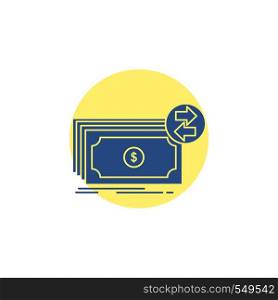 Banknotes, cash, dollars, flow, money Glyph Icon.. Vector EPS10 Abstract Template background