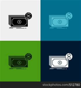 Banknotes, cash, dollars, flow, money Icon Over Various Background. glyph style design, designed for web and app. Eps 10 vector illustration. Vector EPS10 Abstract Template background