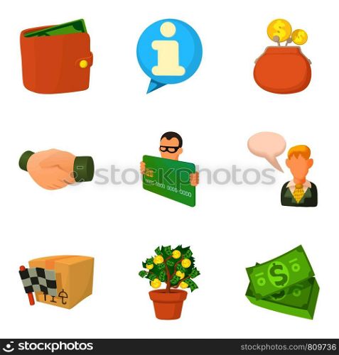 Bankrupt icons set. Cartoon set of 9 bankrupt vector icons for web isolated on white background. Bankrupt icons set, cartoon style