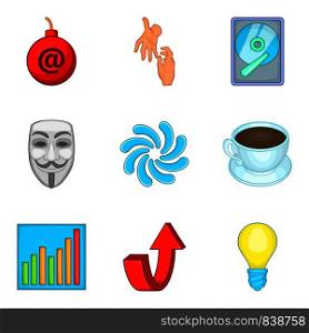 Bankrupt icons set. Cartoon set of 9 bankrupt vector icons for web isolated on white background. Bankrupt icons set, cartoon style