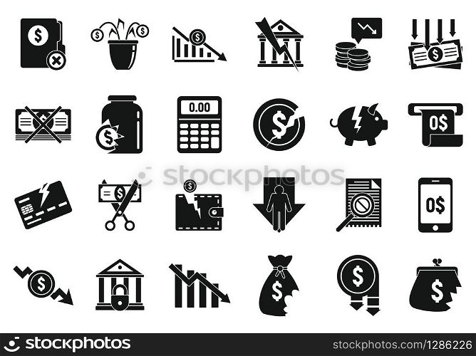Bankrupt icons set. Simple set of bankrupt vector icons for web design on white background. Bankrupt icon set, simple style