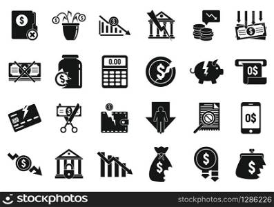 Bankrupt icons set. Simple set of bankrupt vector icons for web design on white background. Bankrupt icon set, simple style