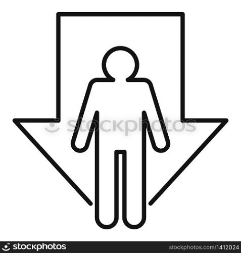Bankrupt man icon. Outline bankrupt man vector icon for web design isolated on white background. Bankrupt man icon, outline style