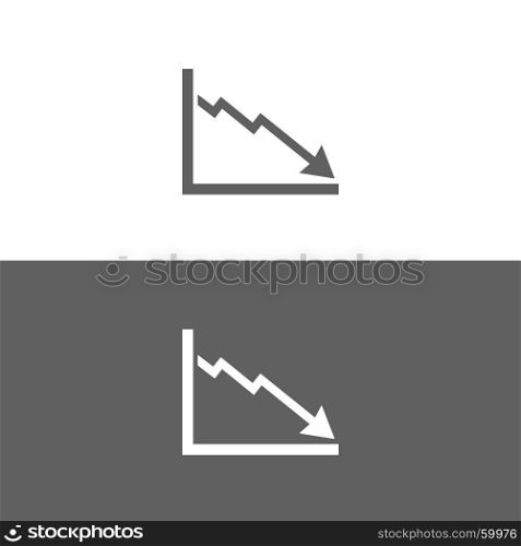 Bankruptcy chart icon on black and white background