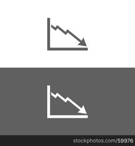 Bankruptcy chart icon on black and white background