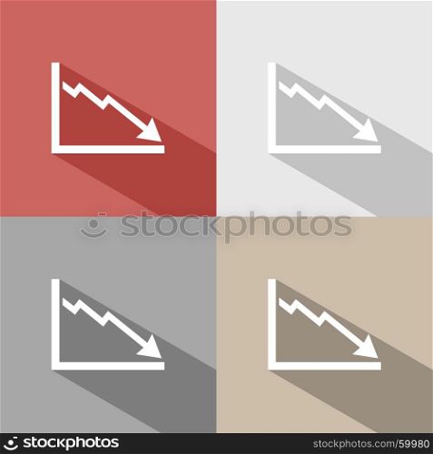 Bankruptcy chart icon with shade on colored background