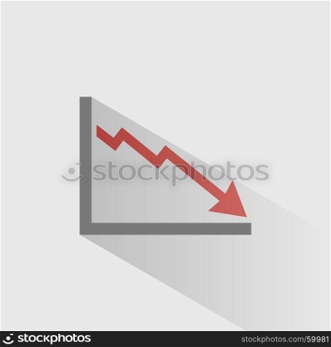 Bankruptcy chart icon with shade on grey background