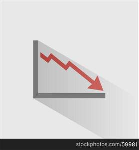 Bankruptcy chart icon with shade on grey background