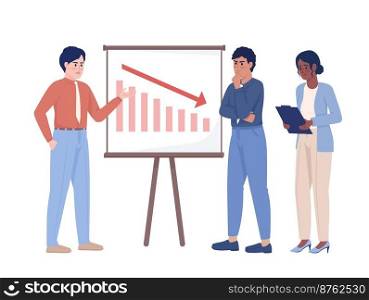 Bankruptcy of company semi flat color vector characters. Dealing with crisis. Editable figures. Full body people on white. Simple cartoon style illustration for web graphic design and animation. Bankruptcy of company semi flat color vector characters