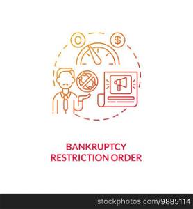 Bankruptcy restriction order red gradient concept icon. Financial crisis. Legal restriction. Debtor with mortgage idea thin line illustration. Vector isolated outline RGB color drawing. Bankruptcy restriction order red gradient concept icon