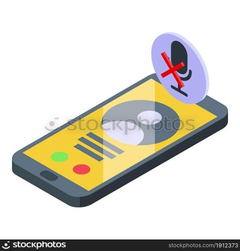 Banned smartphone icon isometric vector. User blacklist. Unauthorized device. Banned smartphone icon isometric vector. User blacklist