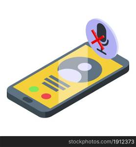 Banned smartphone icon isometric vector. User blacklist. Unauthorized device. Banned smartphone icon isometric vector. User blacklist