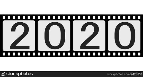 banner 2020 happy new year retro style, photo film slide, vector photo film negative slide 2020