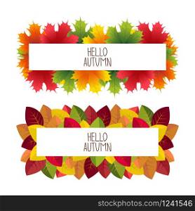 Banner advertising and autumn colored leaves vector. Banner advertising and autumn colored leaves