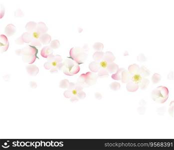 Banner And Cherry Flowers And White Background With Gradient Mesh, Vector Illustration