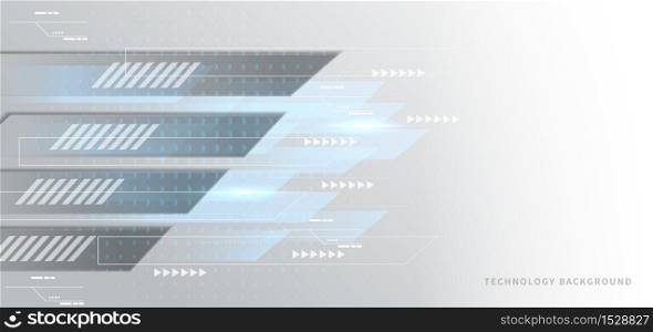 Banner blue geometric lines overlapping layer movement on gray background with copy space for text. You can use for ad, poster, template, business presentation. Vector illustration