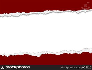 Banner design of red torn paper edges on white background with copy space vector illustration