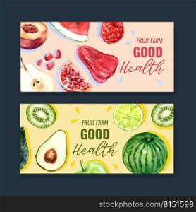 Banner design with Fruits theme, creative colorful vector illustration design template