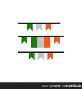 Banner, Flag, Garland, Ireland, Irish Flat Color Icon. Vector icon banner Template