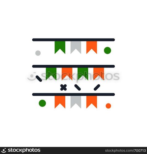 Banner, Flag, Garland, Ireland, Irish Flat Color Icon. Vector icon banner Template