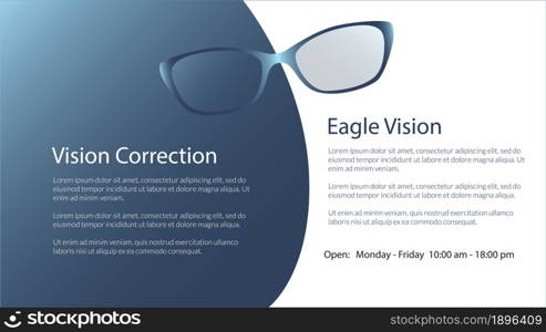 Banner for a site selling glasses. Vector illustration.