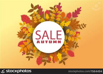 Banner for Autumn Sale, background with falling leaves, yellow, orange, brown fall lettering. Banner for Autumn Sale, background with falling leaves, yellow, orange, brown, fall, lettering, template for poster, banner, vector, isolated