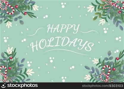 Banner Happy Holidays vector text on background. Holidays design for invitation and greeting card, prints and posters.. Banner Happy Holidays vector text on background.