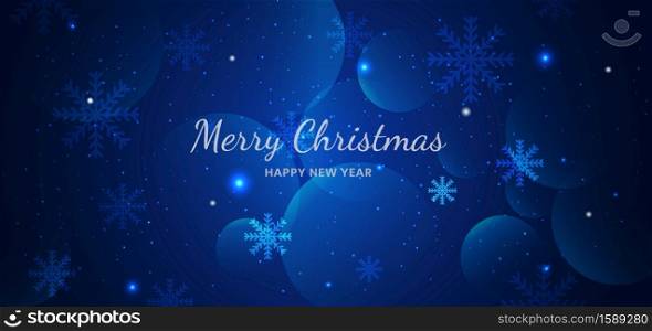 Banner merry chistmas snowflakes blue background design. Vector illustration