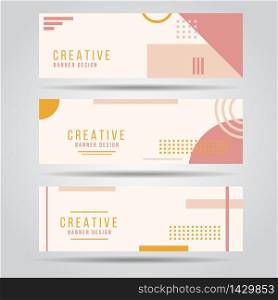 Banner modern minimal set abstract creactive trendy style with copy space for text and photo.Corporate advertising template for business banner, flyer, brochure in white background.
