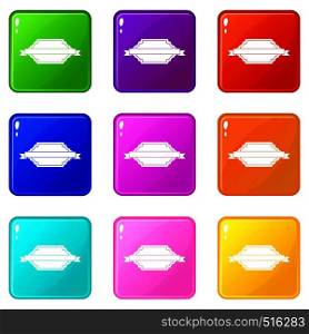 Banner or label icons of 9 color set isolated vector illustration. Banner or label set 9