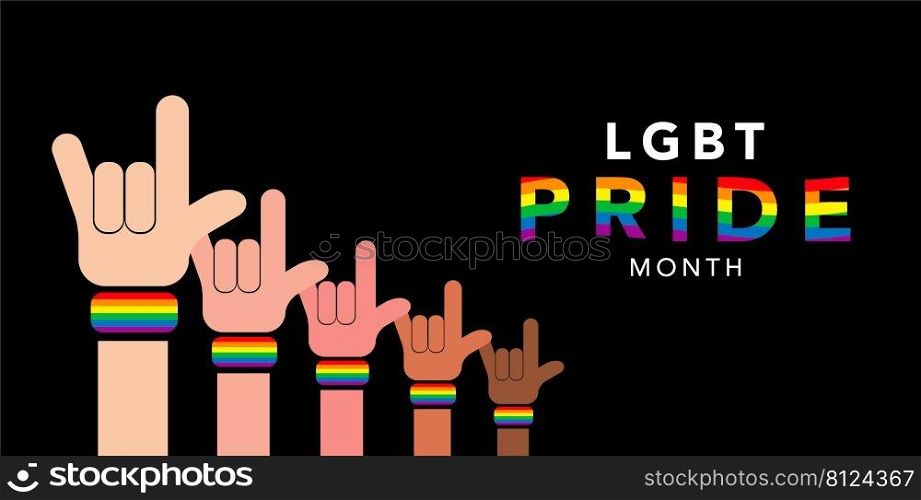 Banner Pride LGBTQ Flag set, Gay Pride Month, rainbow gradient colour, Flat design signs isolated
