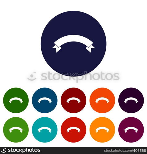 Banner ribbon set icons in different colors isolated on white background. Banner ribbon set icons