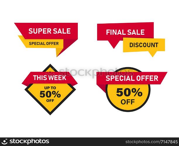 Banner sale set isolated symbols. Special offer elements. Discount price. Collection banners or stickers. EPS 10. Banner sale set isolated symbols. Special offer elements. Discount price. Collection banners or stickers.