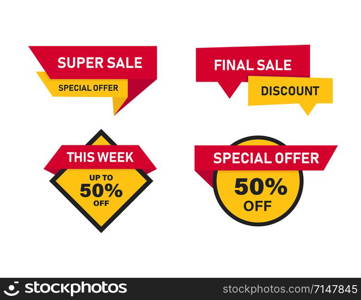 Banner sale set isolated symbols. Special offer elements. Discount price. Collection banners or stickers. EPS 10. Banner sale set isolated symbols. Special offer elements. Discount price. Collection banners or stickers.