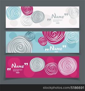 Banner set with flower design. Can be used as greeting, wedding, invitation, business cards and create portfolio.